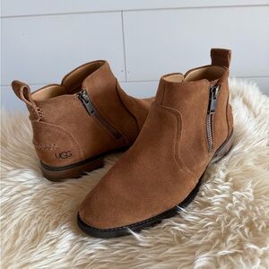 UGG Chestnut Suede Zipper Boots